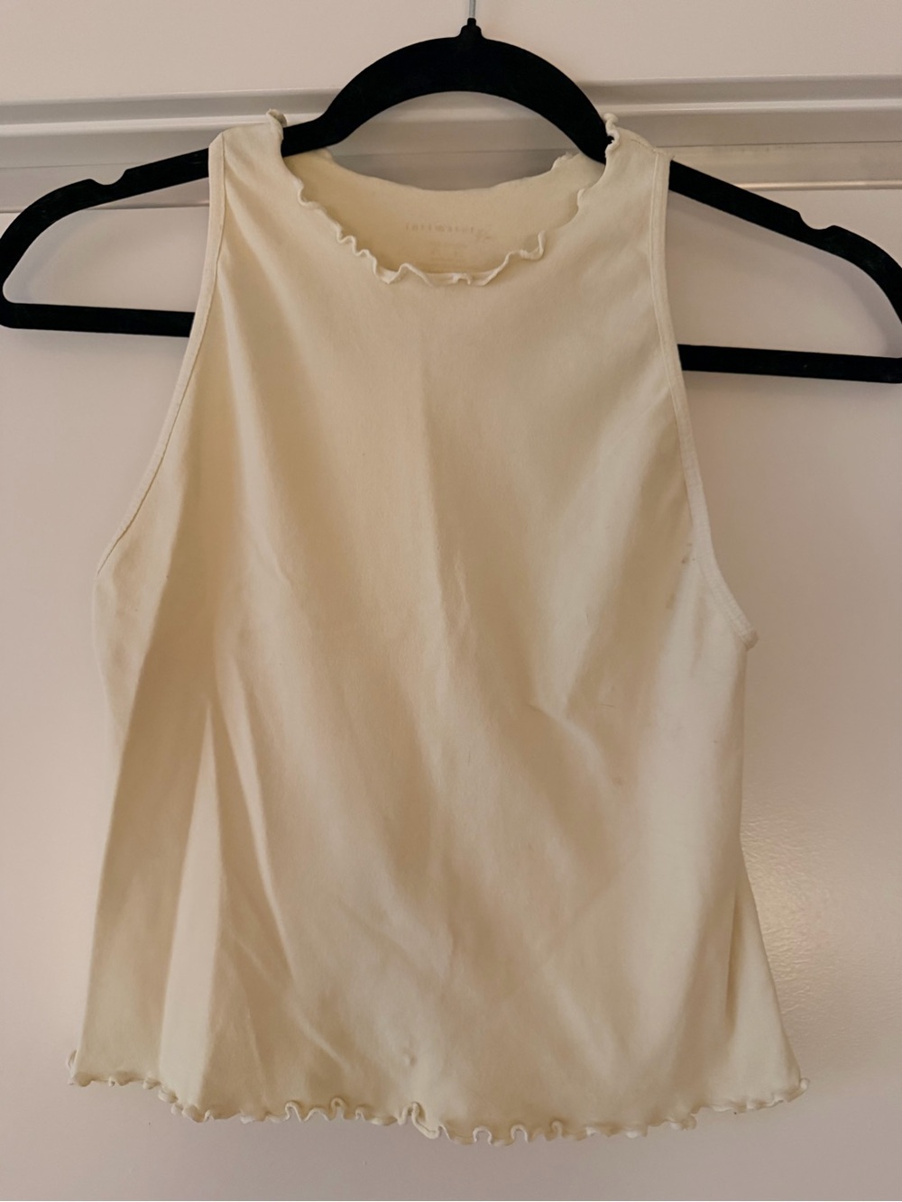 Free People Sleeveless Cream Ruffle-Trim Tank Top